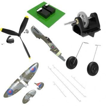 Оригінальні запасні частини та аксесуари для міні-літака Eachine Spitfire 400 мм RC. Включає гвинт, приймач, шасі, коробку передач, фюзеляж та головне крило. 3b8a358b0b фото