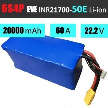 Акумуляторна збірка 6S4P EVE INR21700-50E: 20000 mAh, 60A, 22.2V / Ємна батарейна збірка 6S4P EVE INR21700-50E BV-001907 фото