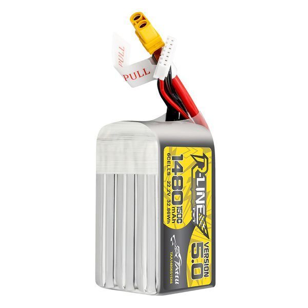 Tattu R-Line Версия 5.0 1480mAh 6S 150C 22.2V Lipo аккумуляторный блок с разъемом XT60 для SpeedyBee Master 5 V2 DarwinFPV CineApe35 6S iFlight Nazgul XL5 ECO 6S Nazgul DC5 ECO DJI O3 HD 6S РК дрон FPV гонки GD-12427-2 фото