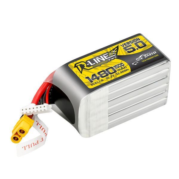 Tattu R-Line Версия 5.0 1480mAh 6S 150C 22.2V Lipo аккумуляторный блок с разъемом XT60 для SpeedyBee Master 5 V2 DarwinFPV CineApe35 6S iFlight Nazgul XL5 ECO 6S Nazgul DC5 ECO DJI O3 HD 6S РК дрон FPV гонки GD-12427-2 фото