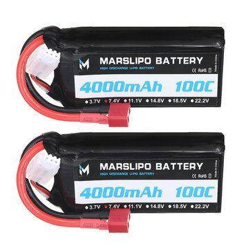 MARSLIPO 7.4V 4000mAh 100C 2S LiPo акумулятор з T-роз'ємом для радіокерованого автомобіля GD-10565-2 фото