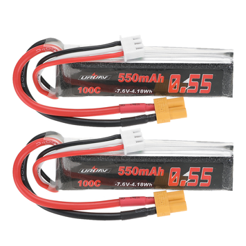 Батарея LiPo URUAV 7.6V 550mAh 100C 2S з роз'ємом XT30 для RATE W20 Happymodel Mobula 8 GEPRC TinyGo Crux3 Cinewhoop FPV дрон RC вертоліт GD-11869-1 фото