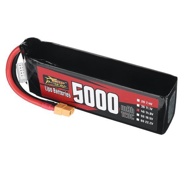 Аккумулятор ZOP Power 14.8V 5000mAh 120C 4S LiPo с разъемом XT60 для RC дрона GD-15236-1 фото
