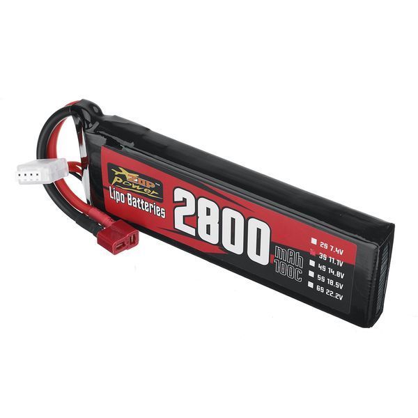 LiPo акумулятор ZOP 11.1В 2800мАг 100C 3S з T-роз'ємом для радіокерованого автомобіля GD-15229 фото