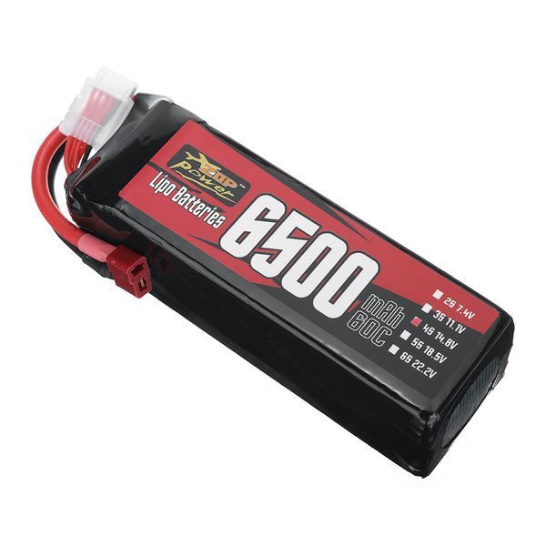 Батарея ZOP Power 14.8V 6500mAh 60C 4S LiPo T Plug для радиоуправляемой машины dae578f3ed фото