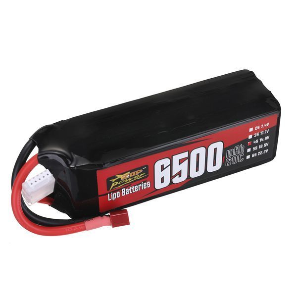 Батарея ZOP Power 14.8V 6500mAh 60C 4S LiPo T Plug для радиоуправляемой машины dae578f3ed фото